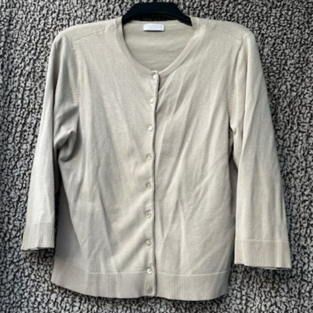 CHARTER CLUB Tan Button Front Cardigan